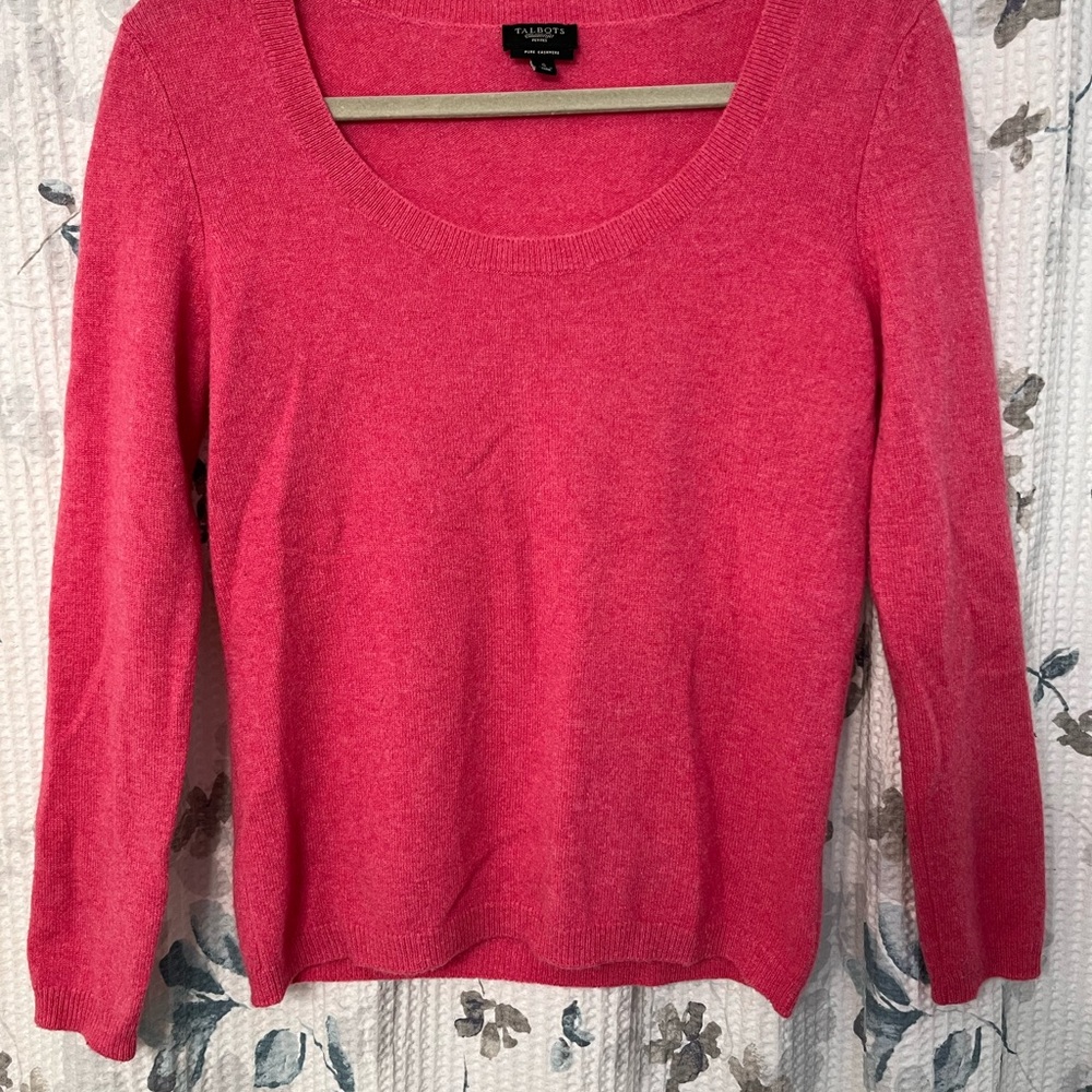 Talbots Petites Cashmere Women's Vibrant Pink Scoop Neck Sweater